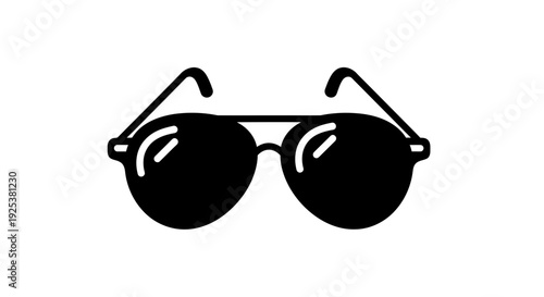Black aviator sunglasses icon, simple vector illustration, isolated on white background