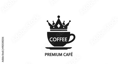 Premium Coffee Cafe Logo with Crown Design - Royal Beverage Icon