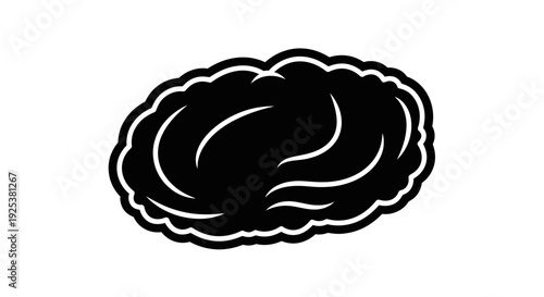 Black Brain Silhouette Icon, Vector Illustration