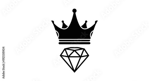 Royal Crown and Precious Diamond Icon Symbolizing Luxury and Success
