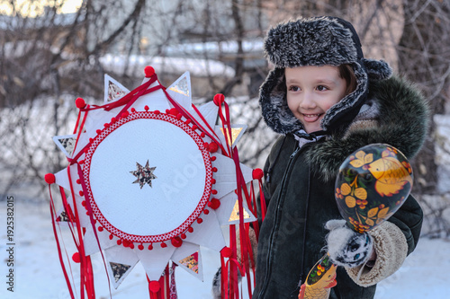 Celebration of traditional Maslenitsa with mummers