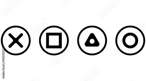 Basic Geometric Shape UI Icons Set Vector. Circle Square Triangle Cross Symbols