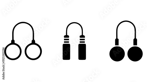 jump rope icon vector, jumping rope fitness physical exercise symbol vector, silhouette and line art illustration