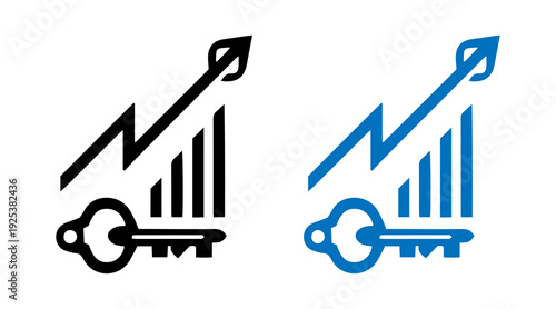 Growth Chart Icon: Key Performance Indicator Success and Improvement