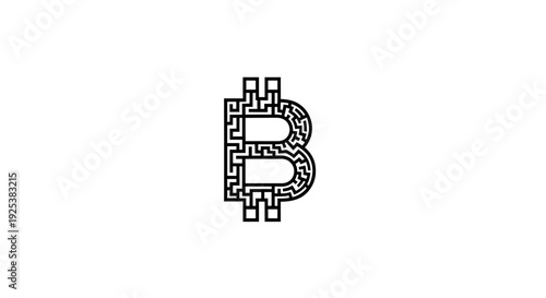 Bitcoin Maze Puzzle Icon: Digital Currency Challenge