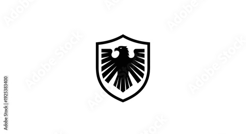 Black Eagle Shield Emblem Isolated on White Background