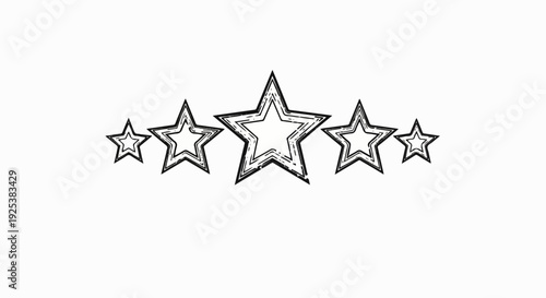 A cluster of five stylized stars with a textured outline against a white backdrop