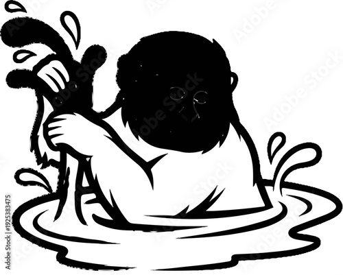 Primate splashes water with enthusiastic glee while swimming