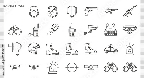 Collection of security and law enforcement icons.