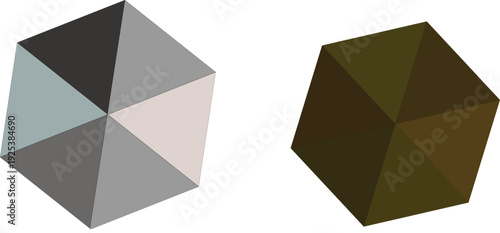 Abstract geometric hexagon design, CAD drawing flat vector illustration, polygonal 3D shape, technical architecture background concept modern minimal digital artwork