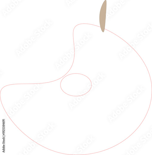 Abstract organic curved shape, CAD drawing flat vector illustration with smooth outline and minimal design isolated on white background