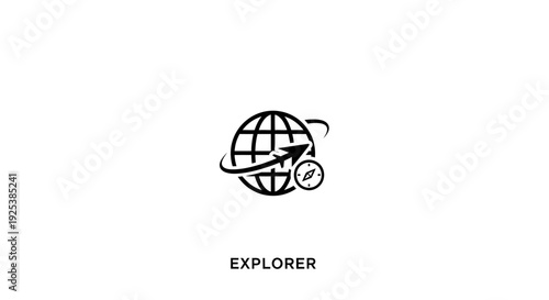 Global Exploration and Navigation Icon with Compass and Arrow