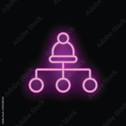 Neon icon of a manager showing a hierarchical relationship with subordinates, perfect for illustrating concepts such as management, leadership, and business