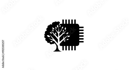 Green Technology and Nature Integration Icon for Sustainable Computing