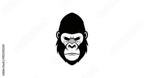 Gorilla Head Vector Illustration - Strong Ape Face Logo Design