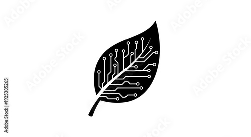 Wallpaper Mural Green Technology Leaf Circuit Board Icon - Sustainable Digital Nature Concept Torontodigital.ca