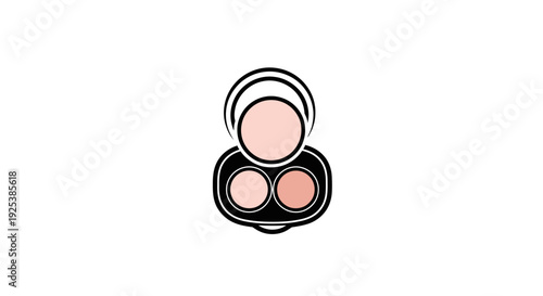 Makeup palette illustration, cosmetic compact with blush and eyeshadow shades, beauty product icon