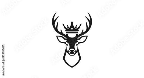 Majestic Deer Head with Crown Logo - Royal Stag Emblem Design