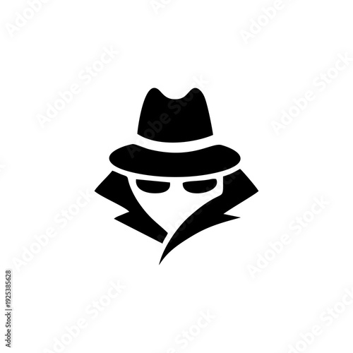 Detective Silhouette Vector Icon, Investigator, Mystery Search and Crime Solver Symbol Graphic