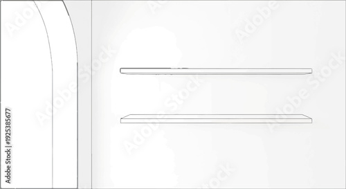 Two simple shelves mounted on a plain white wall, minimal design