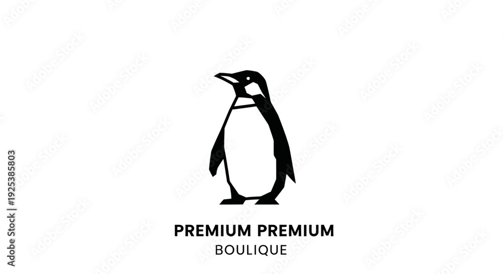 Obraz premium Minimalist Black and White Penguin Illustration Logo Icon Design on White Background