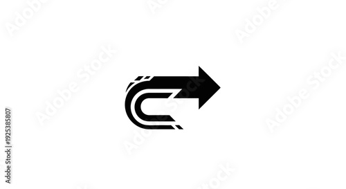 Minimalist black arrow with curved tail, indicating redo, return, or forward direction