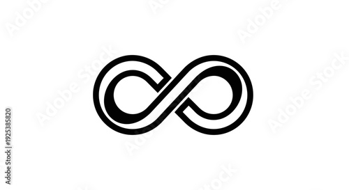Minimalist black infinity symbol, representing endlessness, eternity, and continuous loop