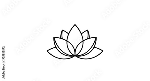 Minimalist Lotus Flower Outline Symbol for Yoga and Wellness Design