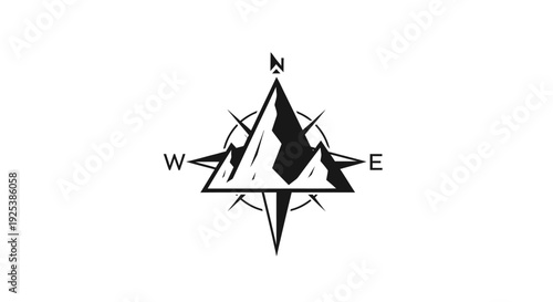 Mountain Compass Rose Logo Design for Adventure and Exploration