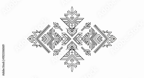 Intricate geometric symmetrical black and white pattern
