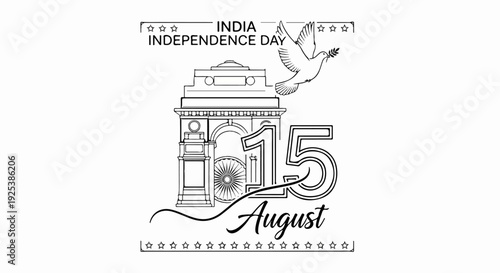 India Independence Day celebration with dove and monument
