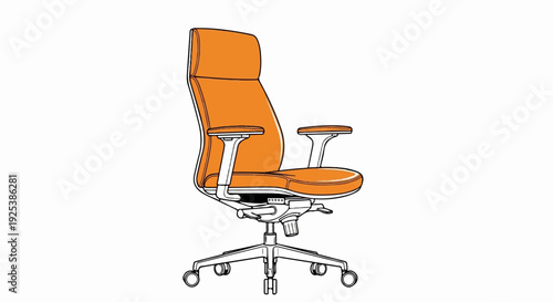 Ergonomic office chair with orange upholstery and adjustable features