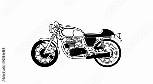 Vintage motorcycle illustration with a classic cafe racer design