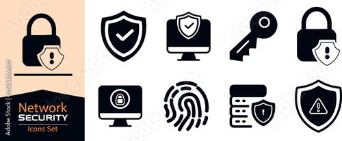 Digital cyber privacy security Icons line art Bundle and data protection, firewall, technology, access control, 
fingerprint, encryption, tech Logo silhouettes vector set design