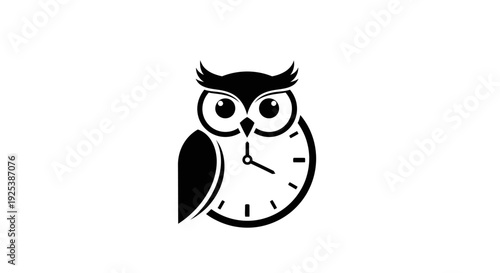 Wise Owl Clock Logo Icon Symbolizing Time Management, Wisdom, and Punctuality
