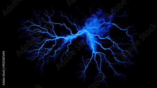 Lightning strike with branching electric current