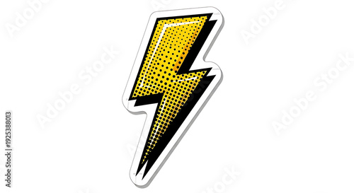 Vibrant yellow lightning bolt with black dots and white outline