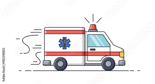 Ambulance Vehicle Driving Fast with Siren.