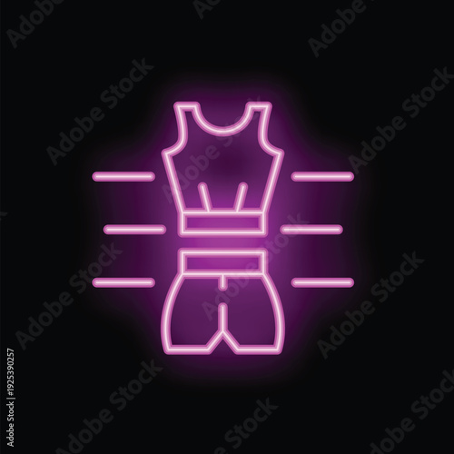 Neon sign showing a sports bra and shorts, perfect for representing a fitness or activewear brand