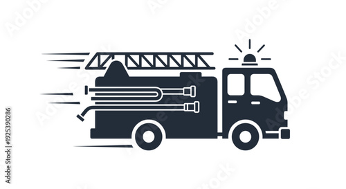 Fire Truck Icon Speed Motion Emergency Vehicle Rescue Service.