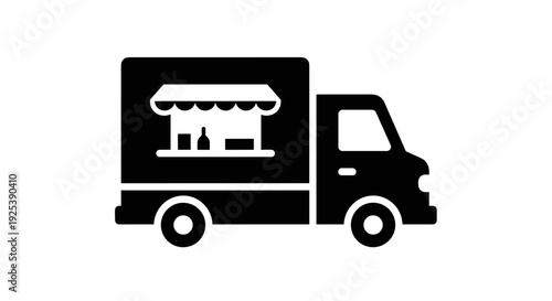Food Truck Icon Mobile Kitchen Street Food Service Business Vector.