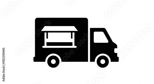 Food Truck Icon - Mobile Kitchen Street Food Vehicle Business.