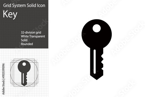 Simple key icon, house key, security symbol
