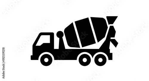 Concrete Mixer Truck Icon - Construction Vehicle Symbol.