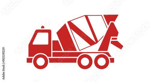 Red Cement Mixer Truck Icon - Construction Vehicle Symbol.