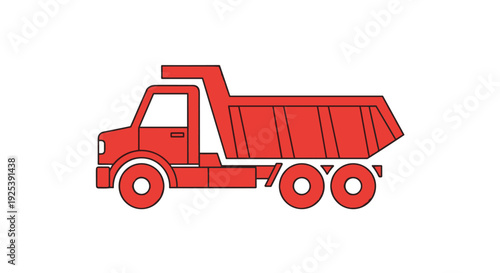 Red Dump Truck Icon - Construction Vehicle Graphic.