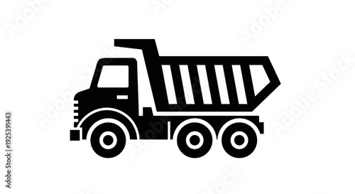 Dump Truck Icon - Construction Vehicle Heavy Machinery Transportation.