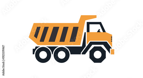 Dump Truck Icon - Construction Vehicle Vector Graphic.