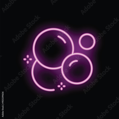 Purple neon sign representing soap bubbles, perfect for any cleanliness related design