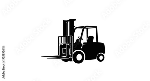 Forklift Truck Silhouette Icon - Warehouse Logistics Vehicle.